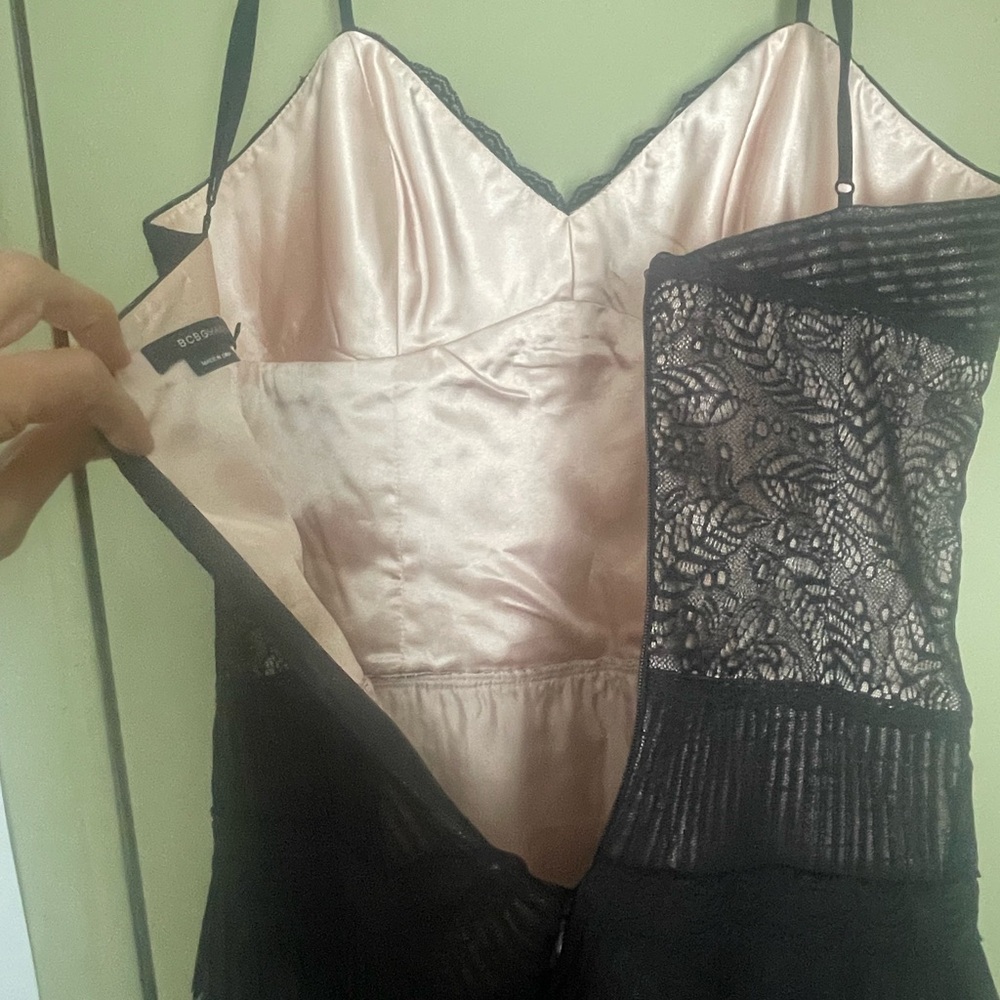 BCBGMaxAzria Black Lace and Feather Mini Dress - Picture 5 of 8